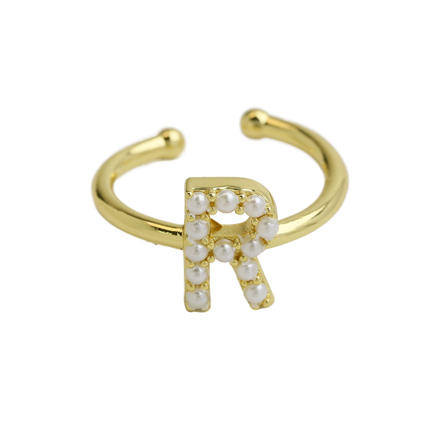 Women's Xi Brass Pearl English Letters Open Rings