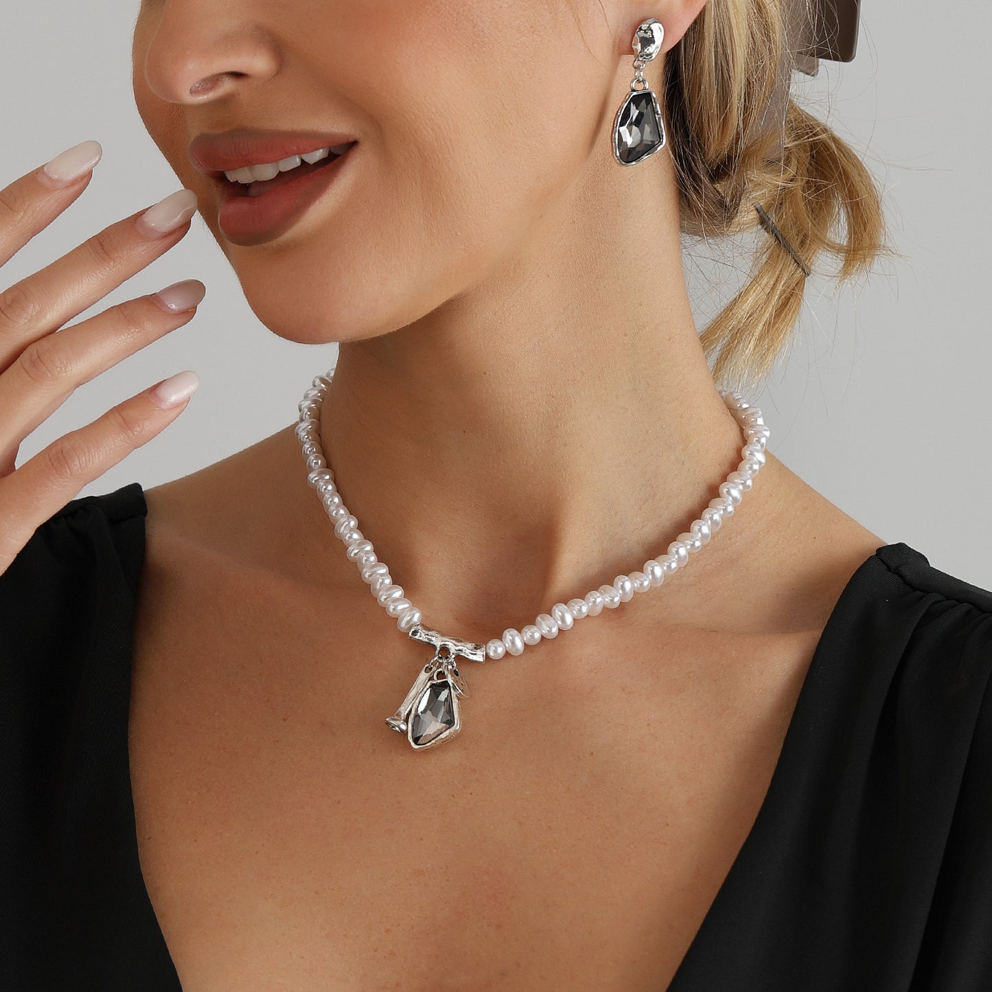 Crystal Suit Simple Fashion Imitation Pearl Daily Earrings