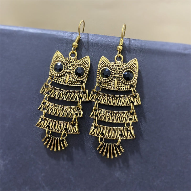 Owl Cute Colorful Retro Ethnic Style Exotic Earrings
