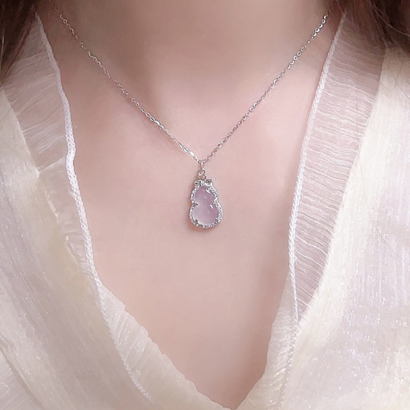 Women's Gourd Summer Versatile Chinese Style White Chalcedony High-grade Necklace