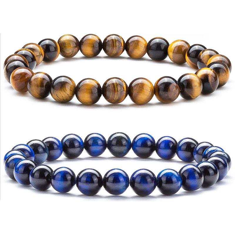 Natural Stone Elastic Tigereye White Turquoise Bracelet
