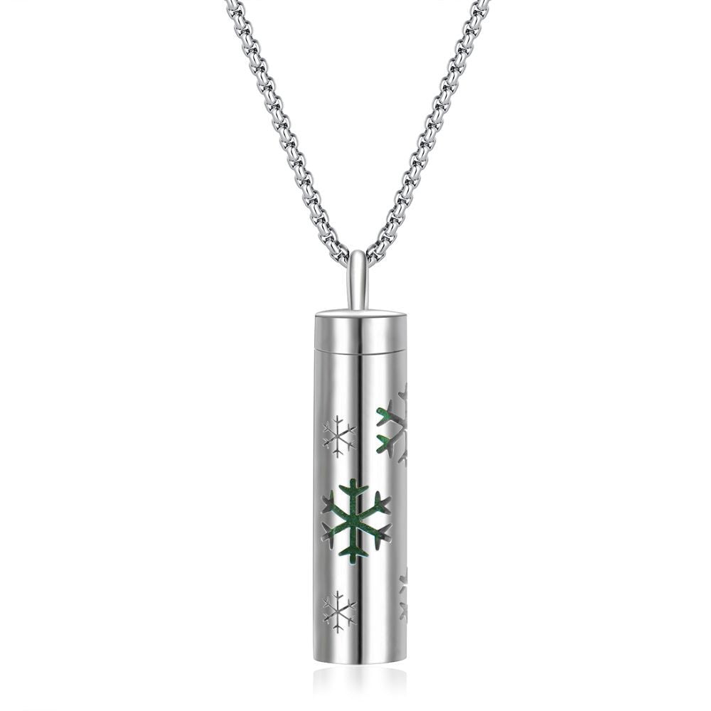 Perfume Bottle Essential Oil Stainless Steel Cylinder Corrugated Couple Pendants