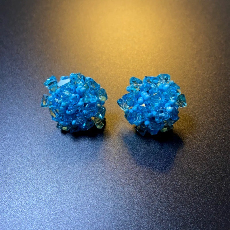 Vintage Pink Geometric Sweet Flowers Ear Stud Earrings