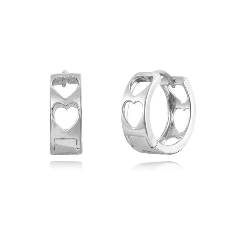 Sier Needle Light Luxury Geometric Inlaid Zircon Ear Simple Fashion Earrings