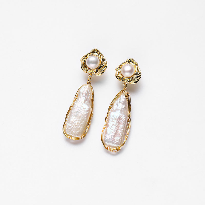 Freshwater Baroque Pearl Eardrops Dignified Street Earrings