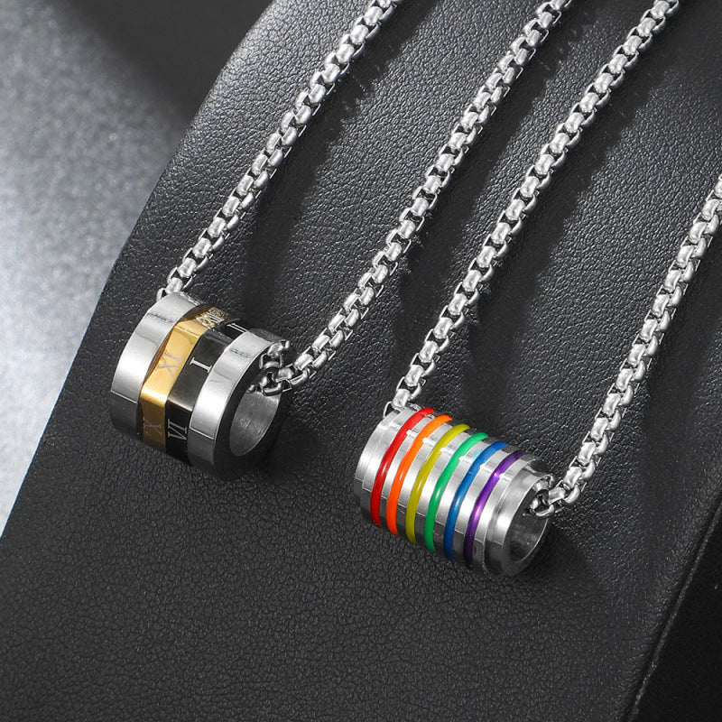 Fashion Stainless Steel Rainbow Titanium Design Necklace