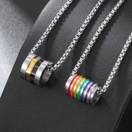 Fashion Stainless Steel Rainbow Titanium Design Necklace