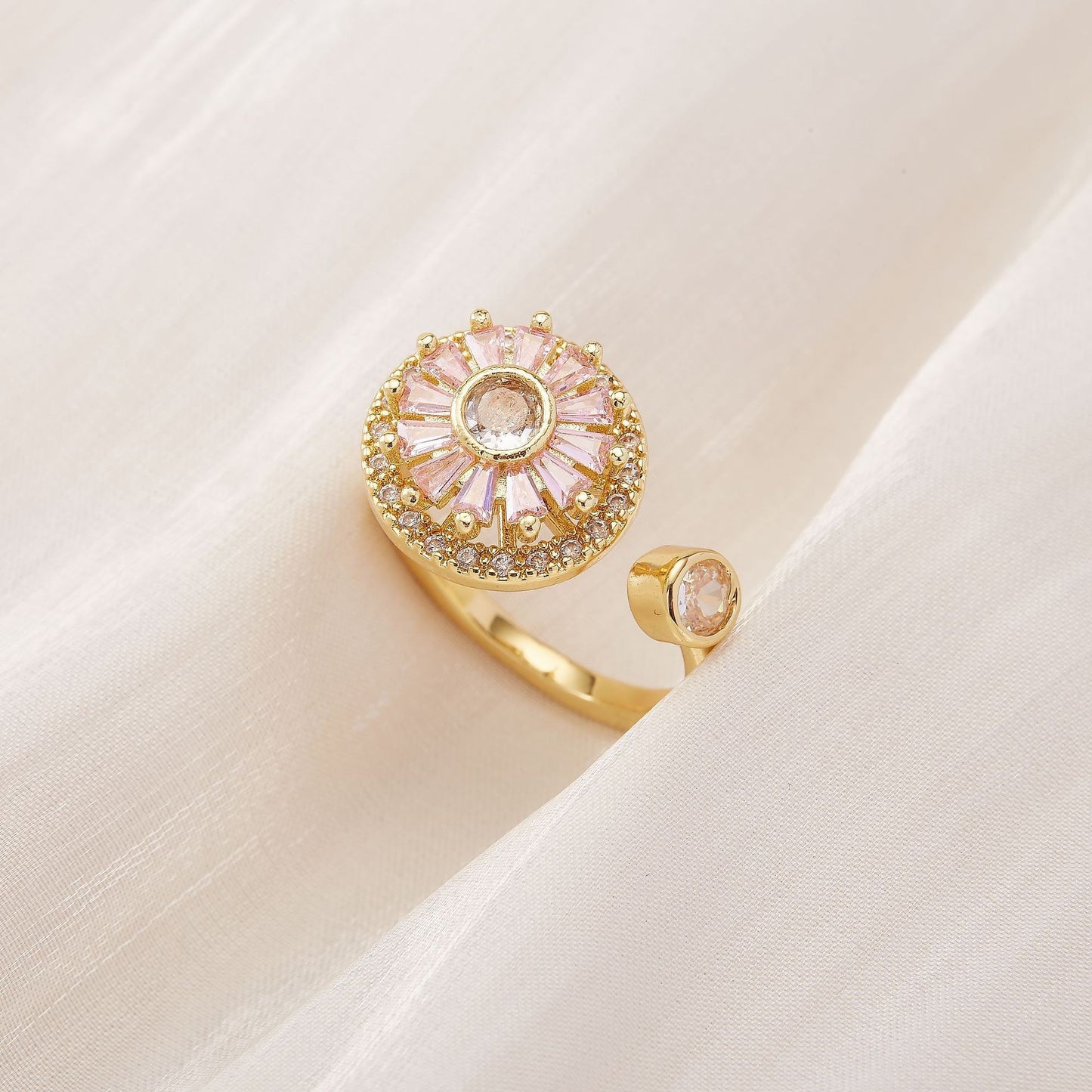 Valentine's Day Gift Flower Zircon Rotatable Ring