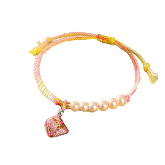 Colorful Rope Dragon Boat Festival Carrying Imitation Pearl May Gift Bracelet