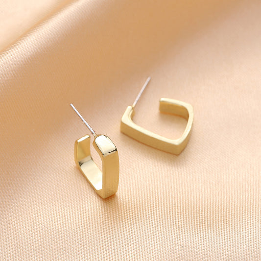 Korean Style Geometric Square Glossy Fashion Trend Stud Earrings