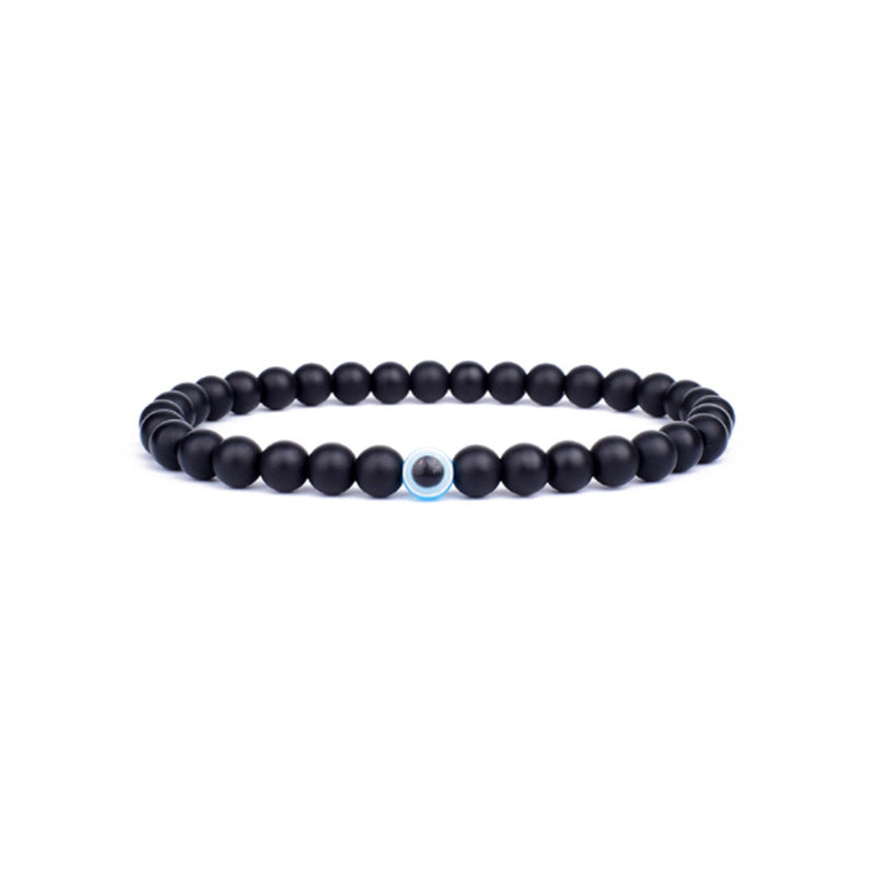 Natural Stone Brace Lace Resin Devil's Eye Beaded Elastic String Bracelet