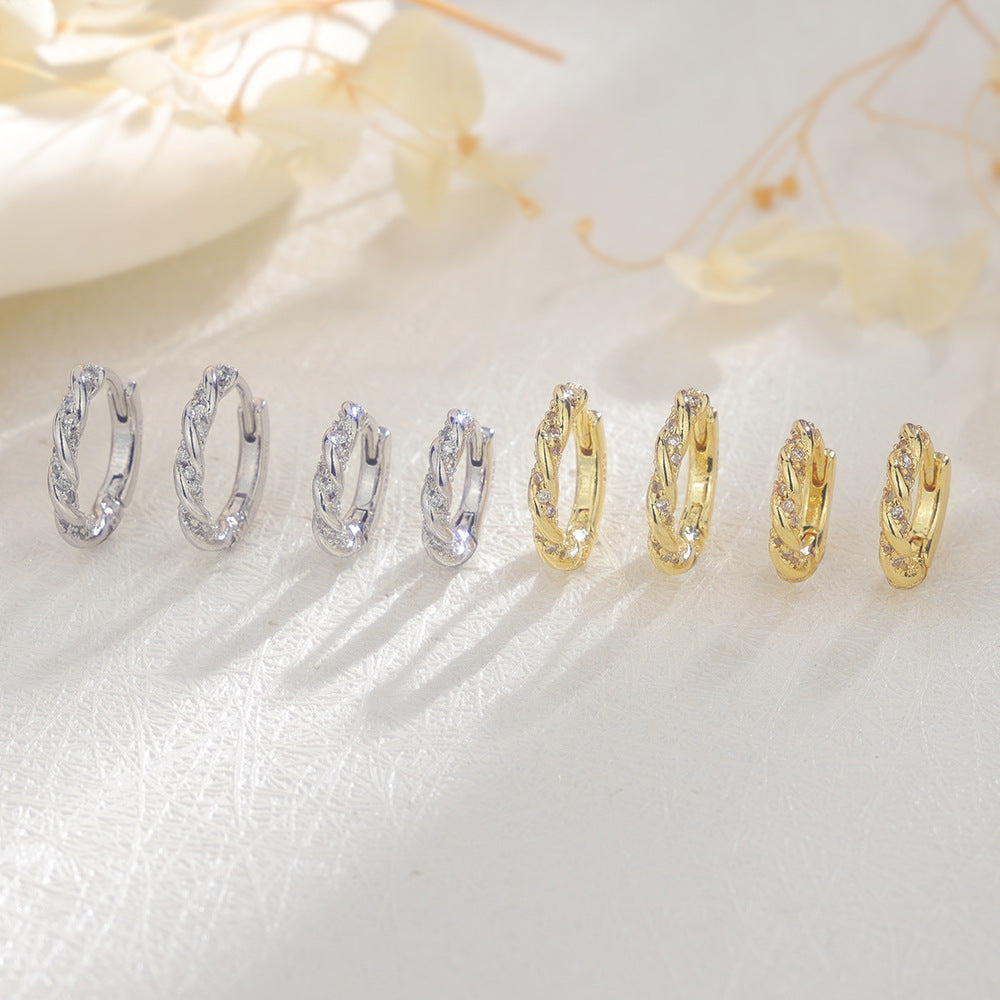Spot Drill Twist Hot Push Geometric Warping Mobius Inlaid Zircon Rings