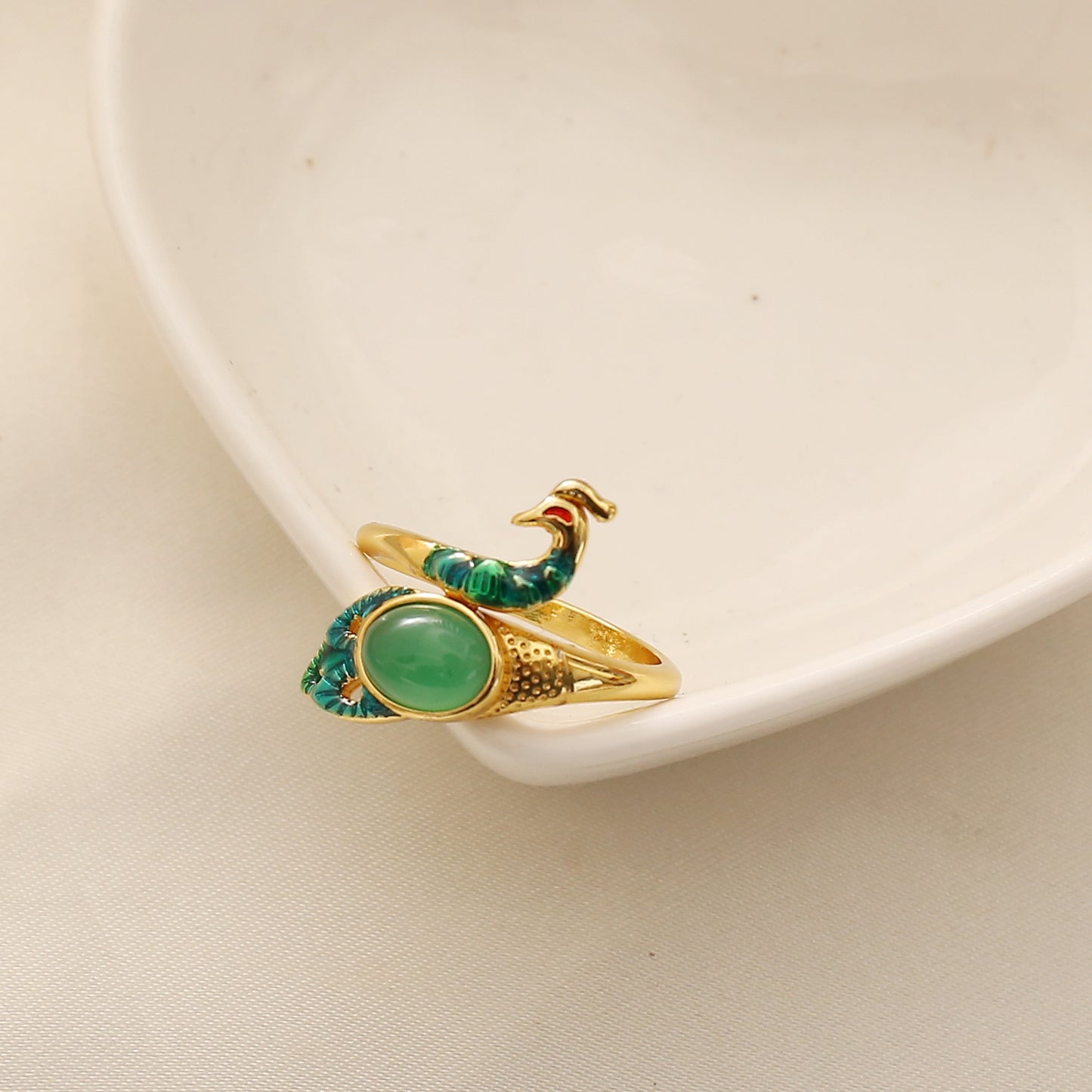 Stone Open Knitted Peacock Personalized Creative Rings