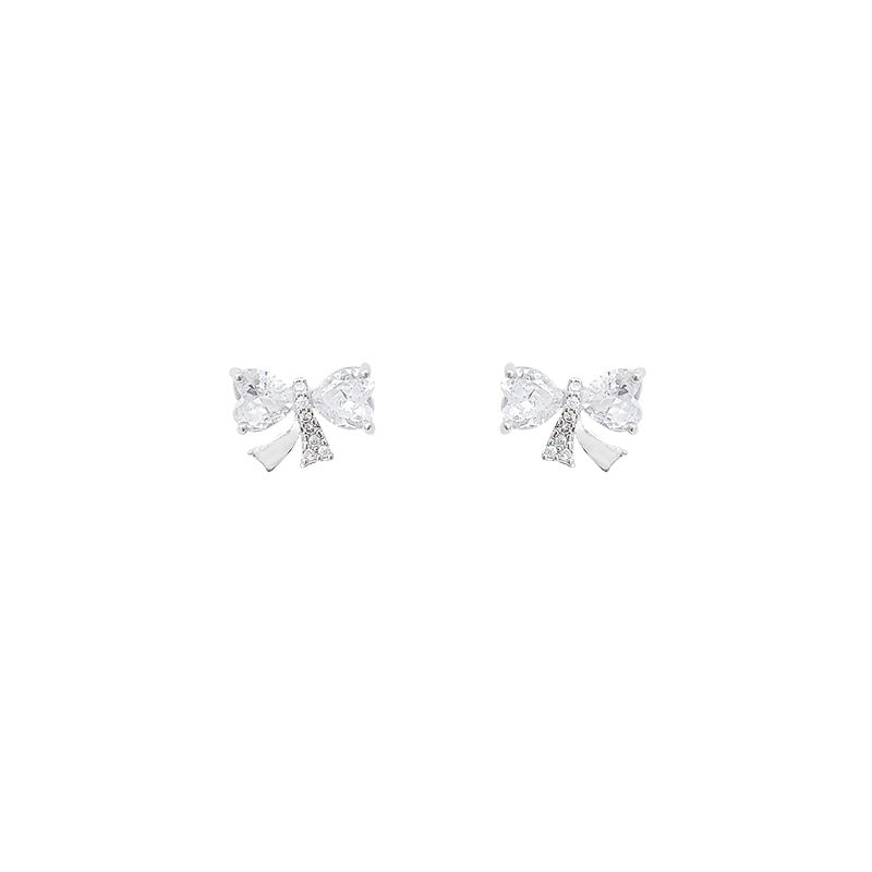Micro Inlaid Zircon Bow Female Love Earrings