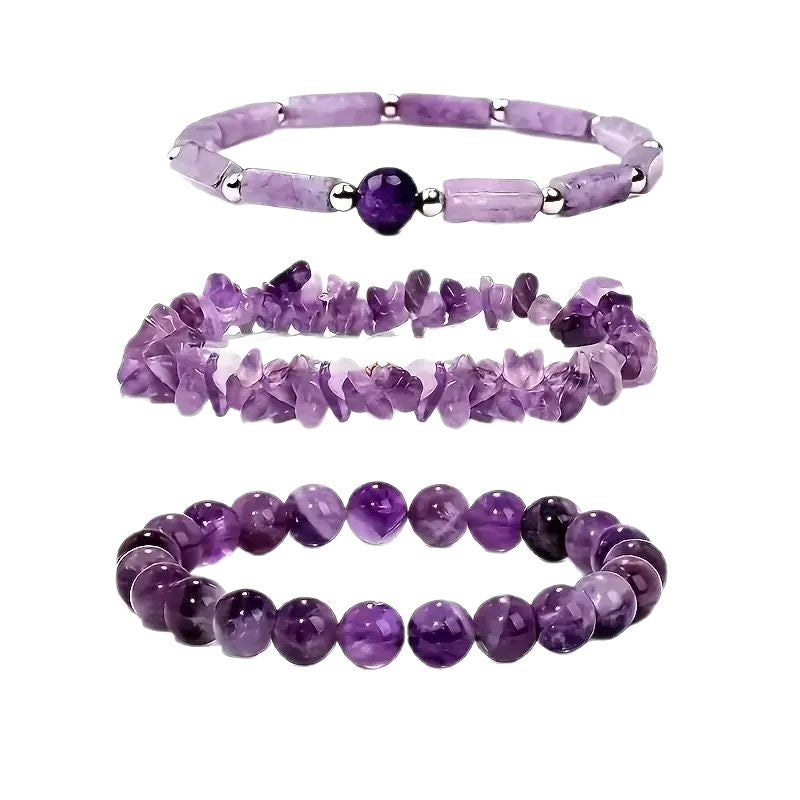 Xi Amethyst Square Column Cylindrical Gravel Bracelets