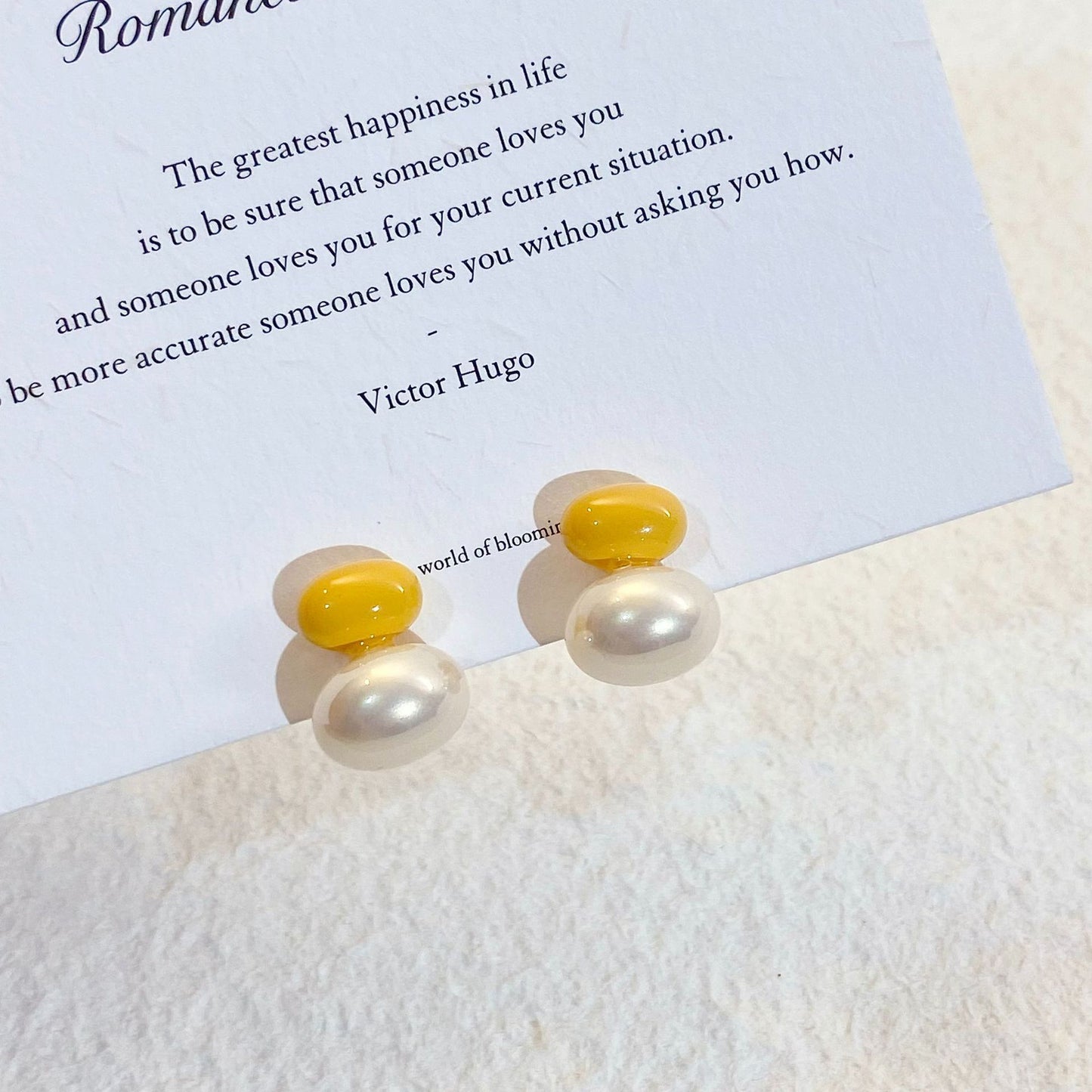 Plated Real Gold Ginger Flower Enamel Drip Glazed Female Sweet Earrings