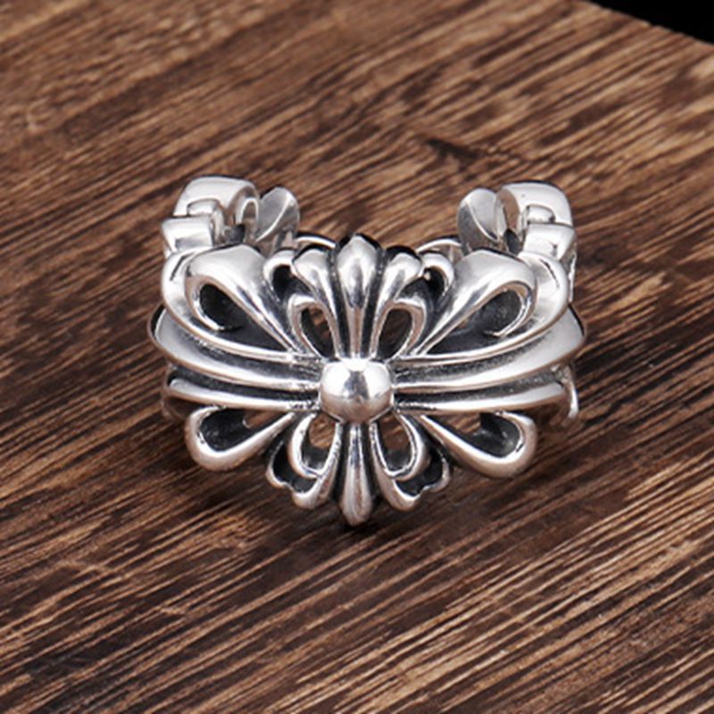 Women's & Men's Punk Heavy Wide Face Abstract Art Open Distressed Street Tide Ring