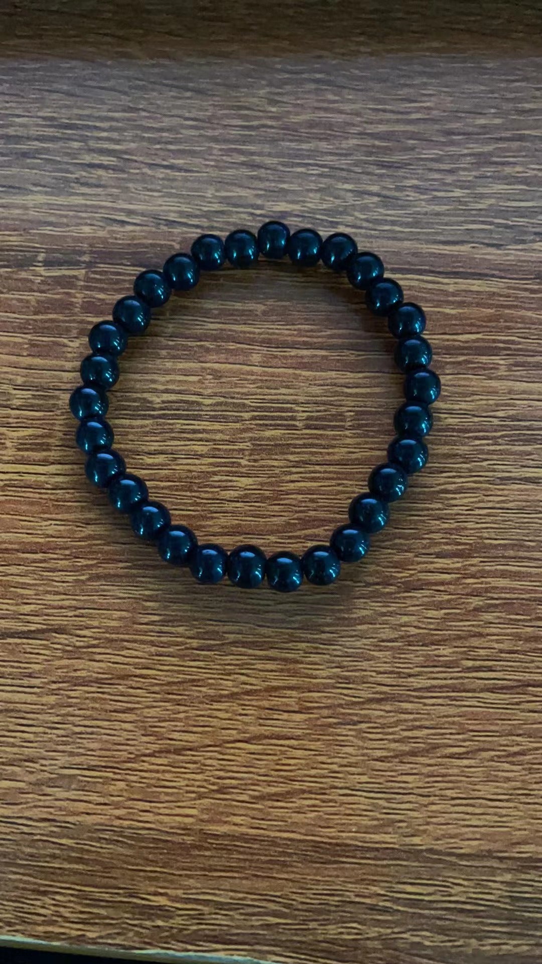 Black Single Circle Beads Imitation Obsidian Bracelets
