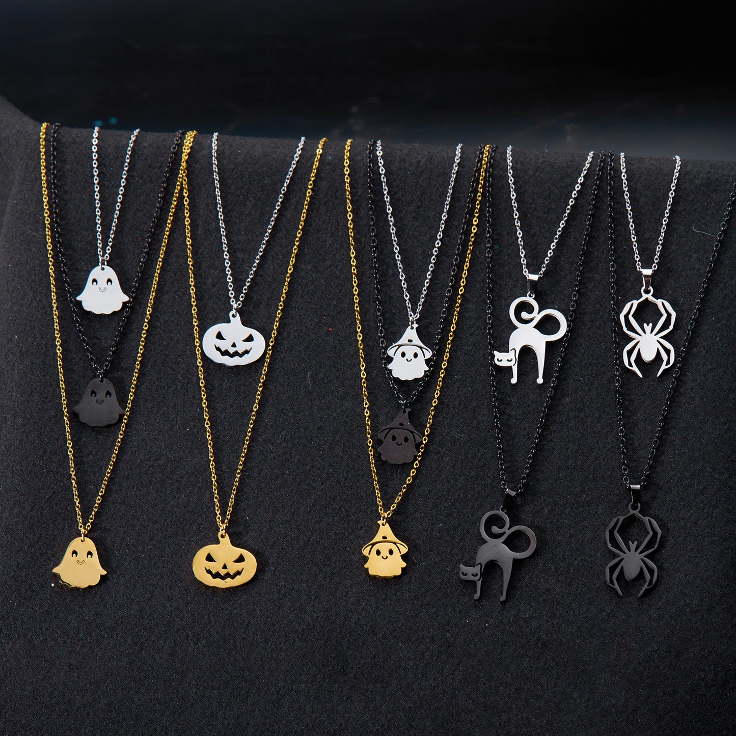 Element Titanium Steel Pumpkin Head Ghost Necklaces