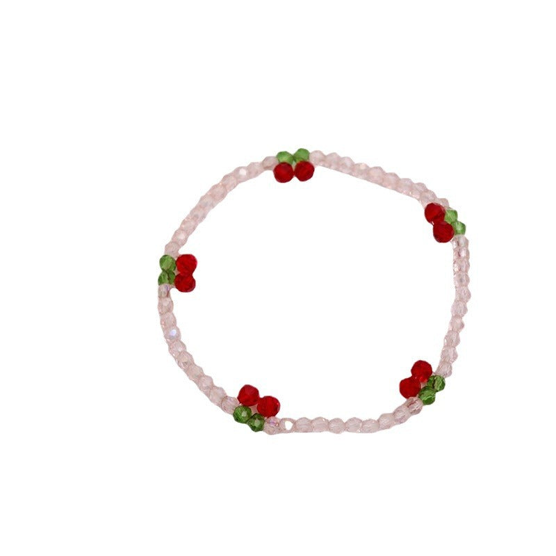 Crystal Cherry Female Korean Style Hand-woven Bracelet