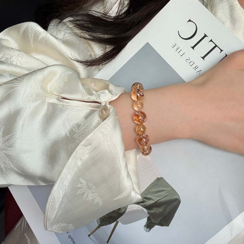 Gold Foil Plastic Flower Yellow Tower Crystal Series Female Affordable Bracelets