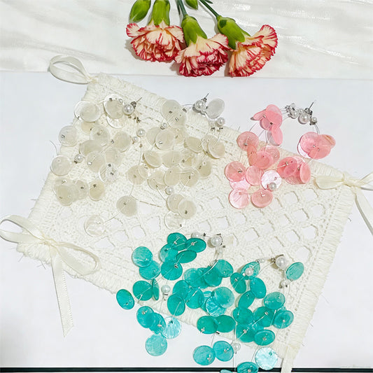 Natural Shell Super Fairy Beautiful Pearl Fashion Sier High-grade Long Stud Earrings