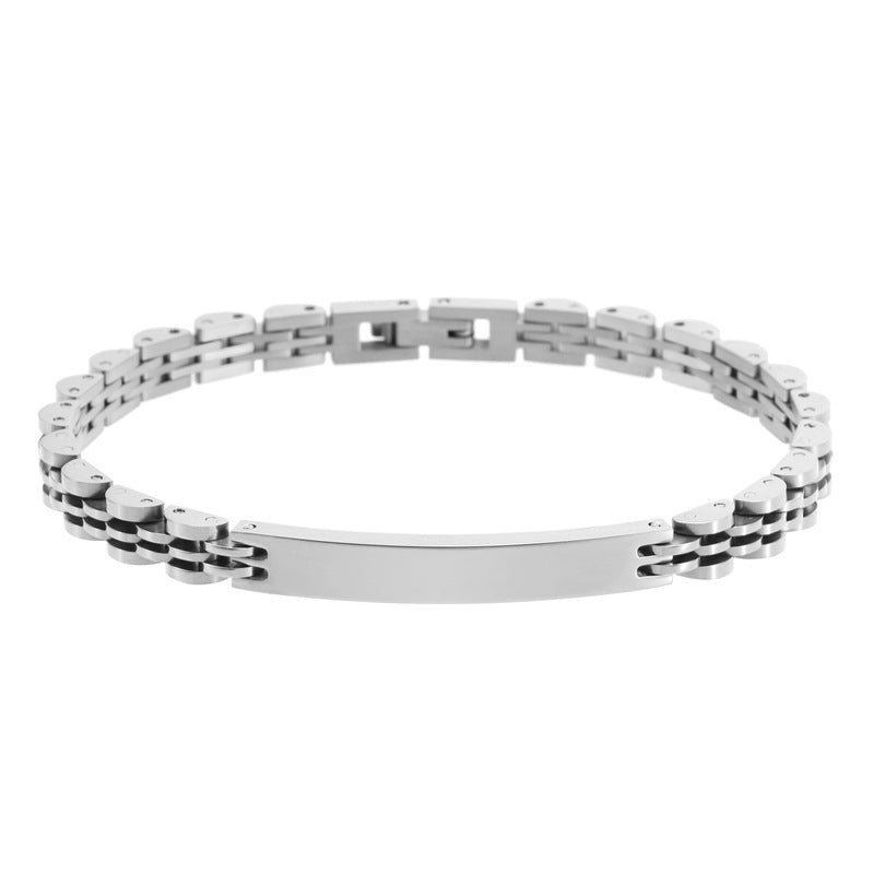 Women's & Men's Adjustable Titanium Steel Curved Can Carve Writing Stainless Gold Bracelet