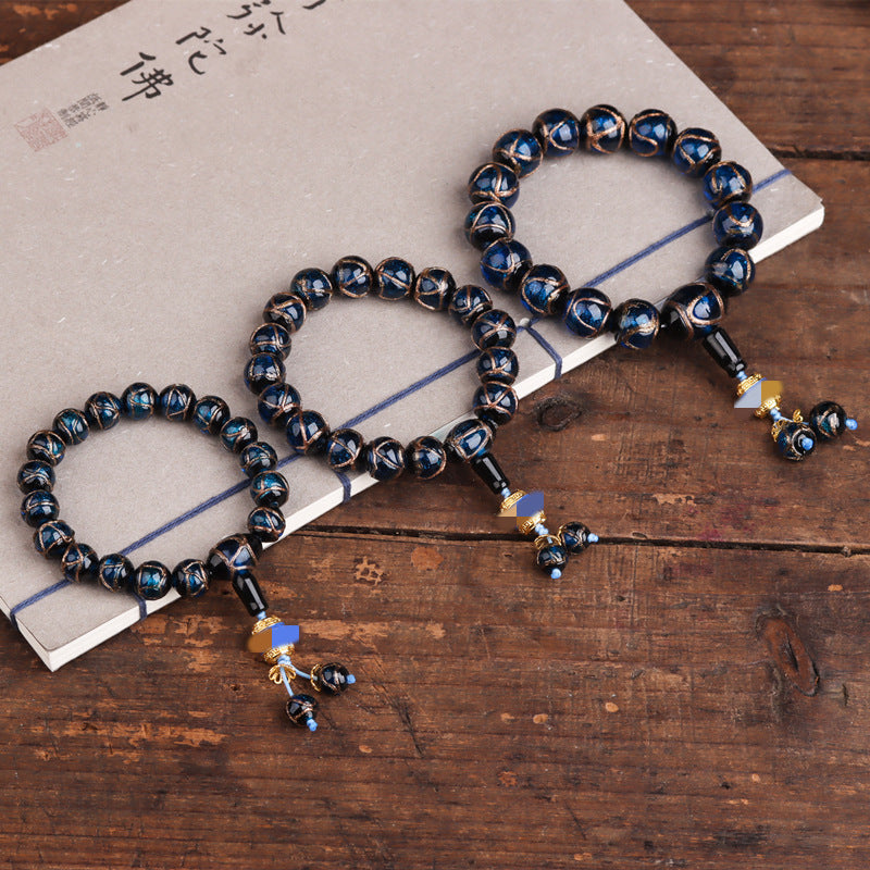 Women's & Men's Broadcast Fragrant Gray Colored Glaze Round Bracelet