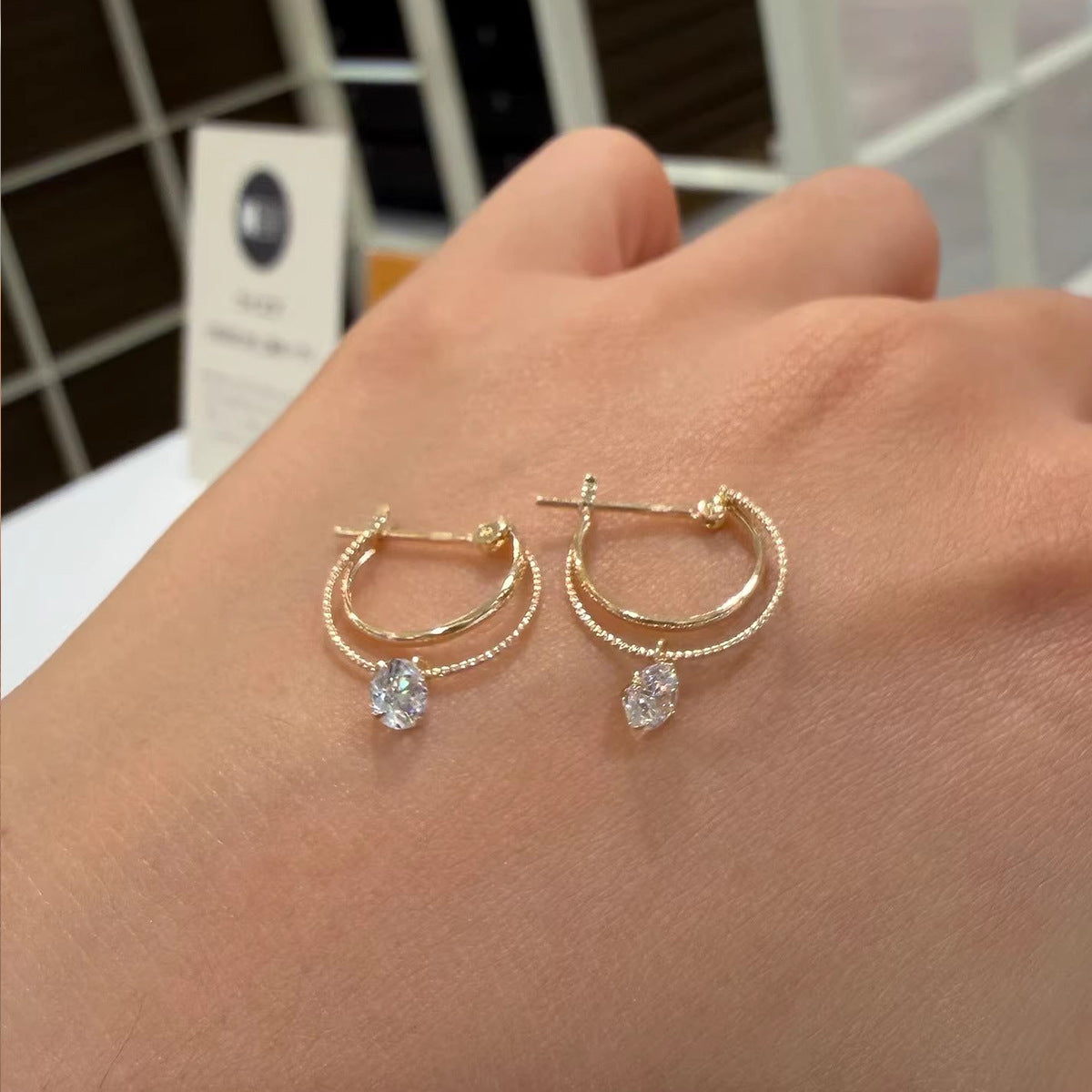 Women's Style Front Rear Wear Double Water Drop Zircon Light Luxury Earrings