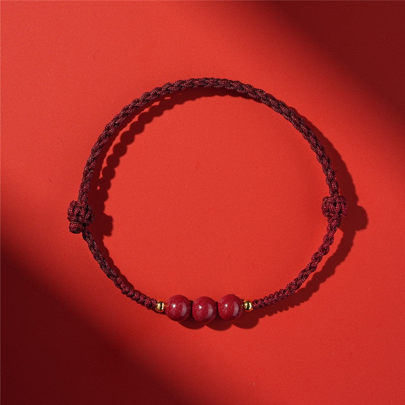 Life Red Rope Woven Cinnabar Jade Ethnic Style Advanced Bracelets