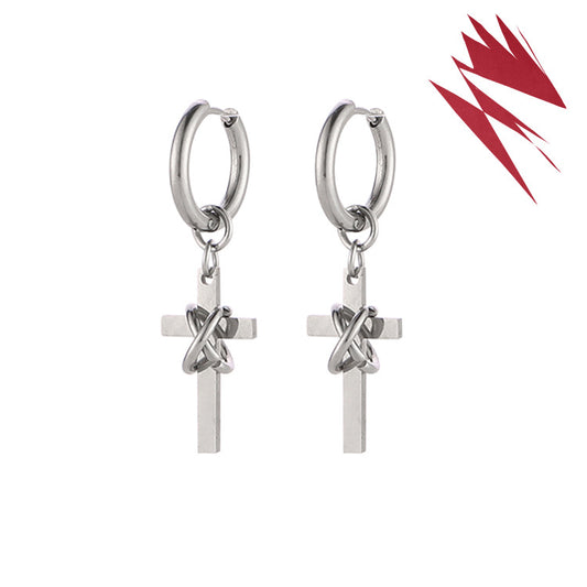 Men's Binding Cross Trendy Punk Goth Eardrops Ear Clip Female Earrings