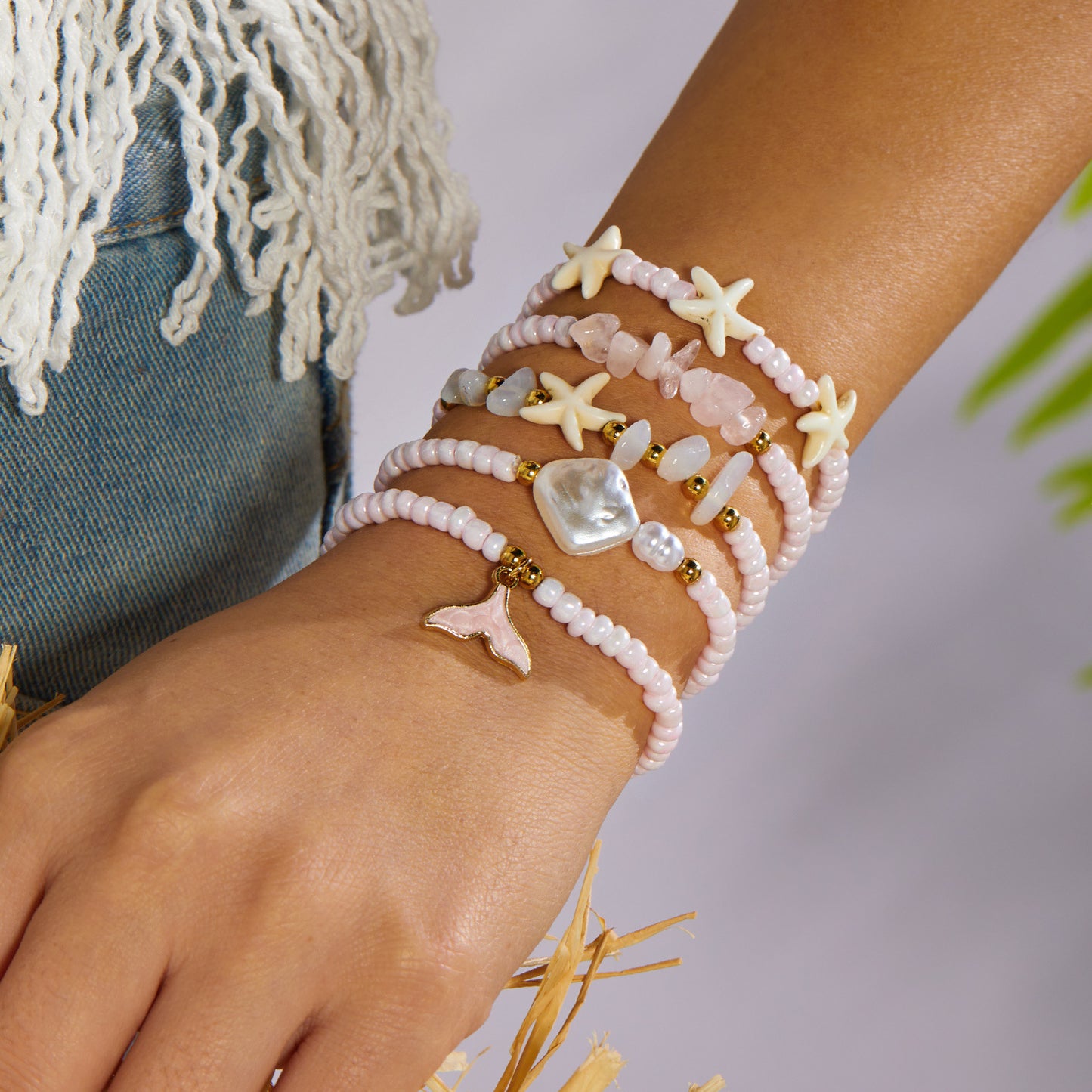 Summer Vacation Style Twin Starfish Fishtail Female Creative Bracelet