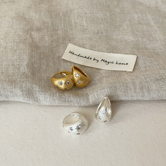 Women's High-grade Zircon Asterism Frosted Metal Ear Rings