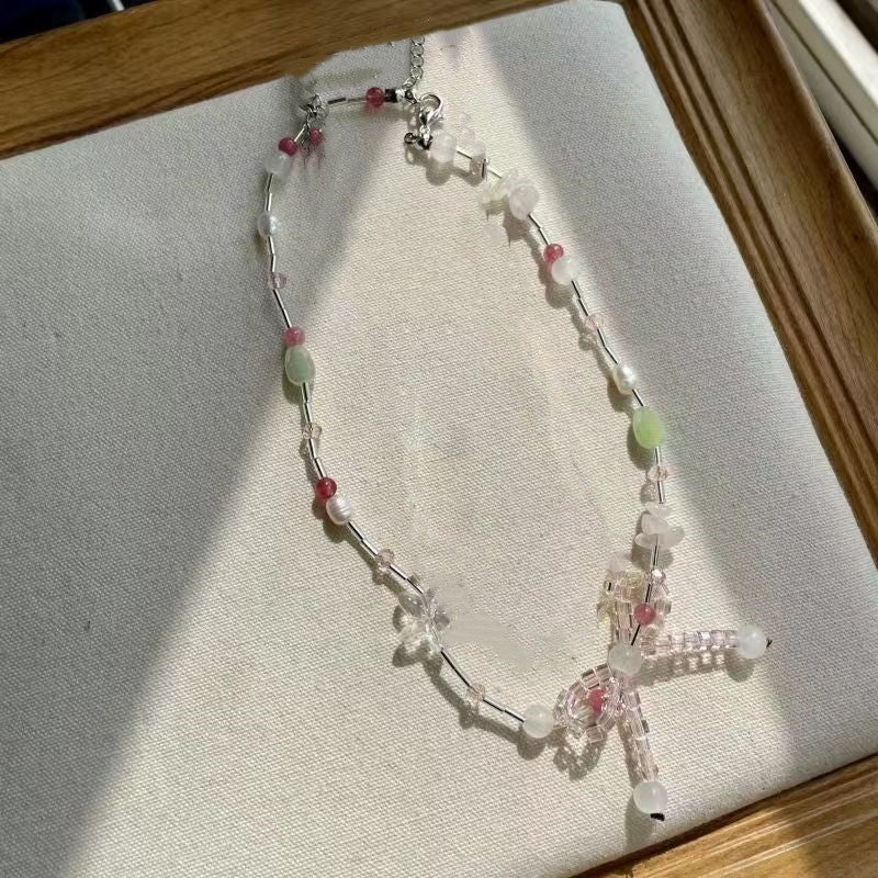 Women's Beads Bow Sweet Elegance Summer Fresh Niche Clavicle Necklaces