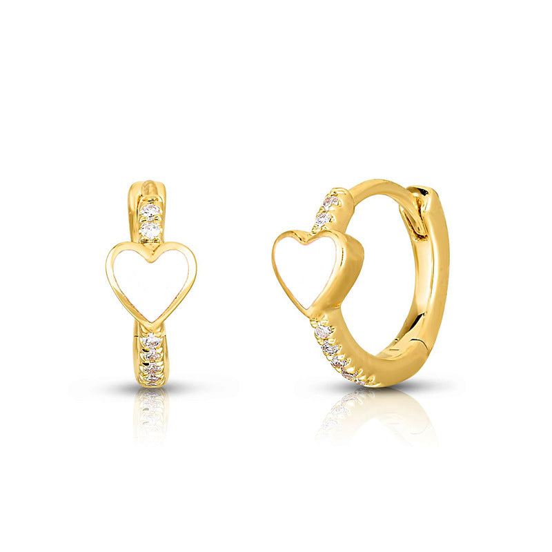 Sier Needle Fashion Simple Heart-shaped Geometric Ear French Stud Earrings