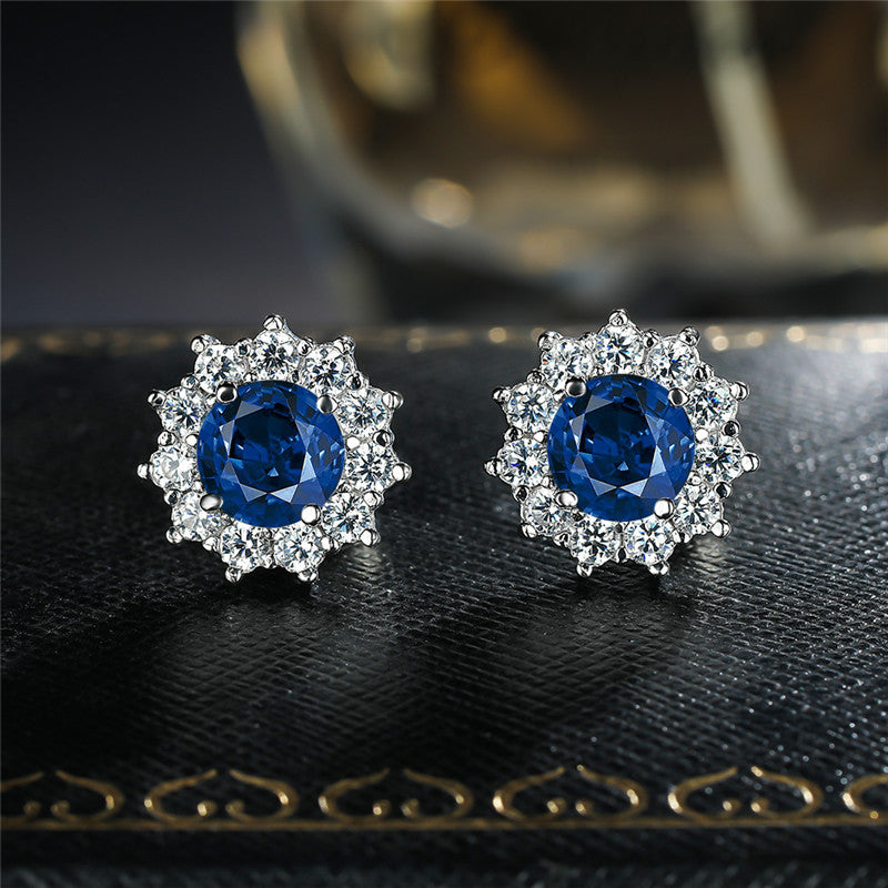 Women's Snowflake Pink Diamond Zircon Fashion Sunflower Stud Earrings
