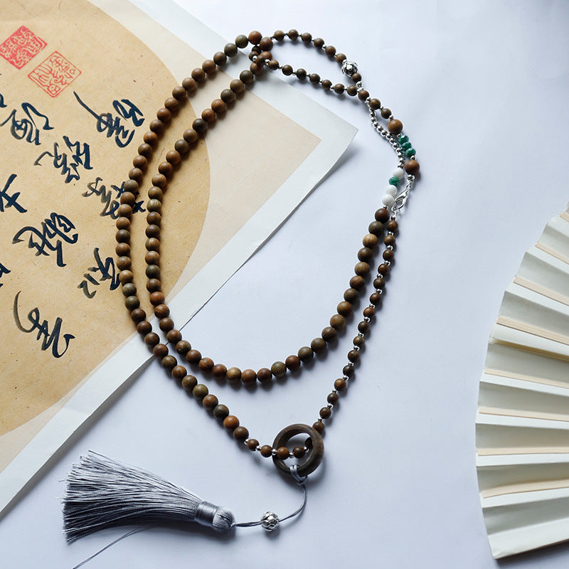 Style Chinese Lotus Suit Long Door Necklace