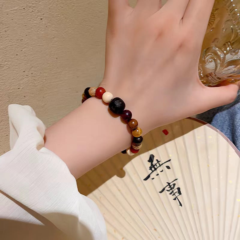 Women's Chinese Style Root Wooden Beaded Retro Bracelets