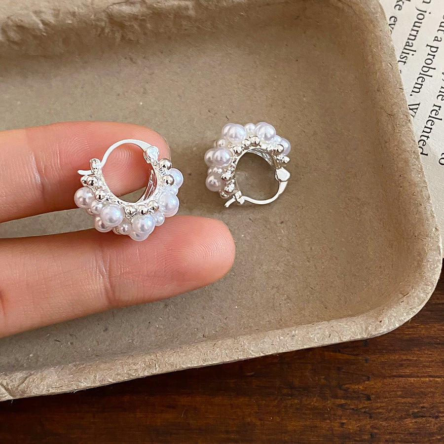 Women's Style Refined Zircon Flower Pearl Light Luxury High-grade Ear Earrings