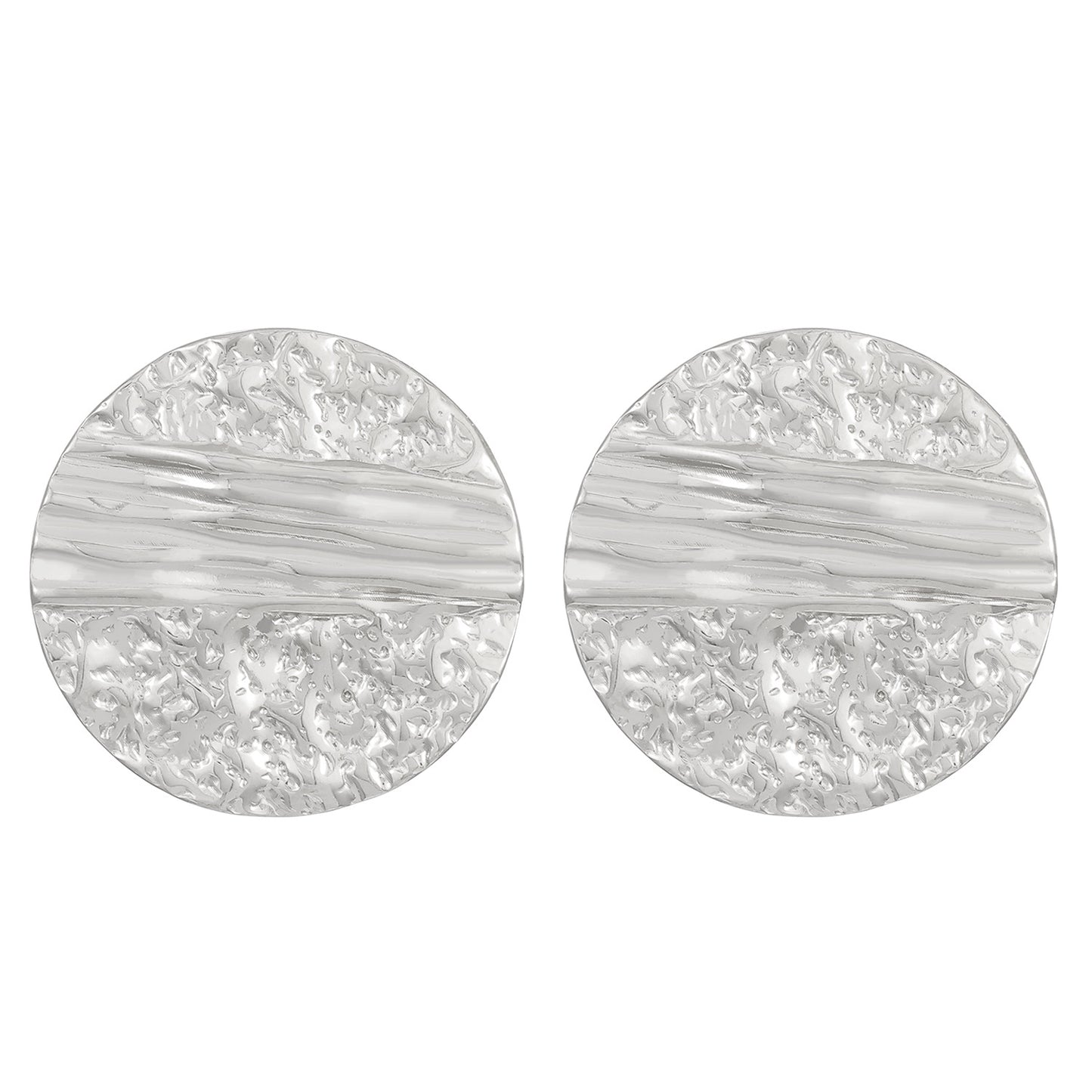 Retro Stainless Steel Round Pleated Pattern Vein Gold Earrings