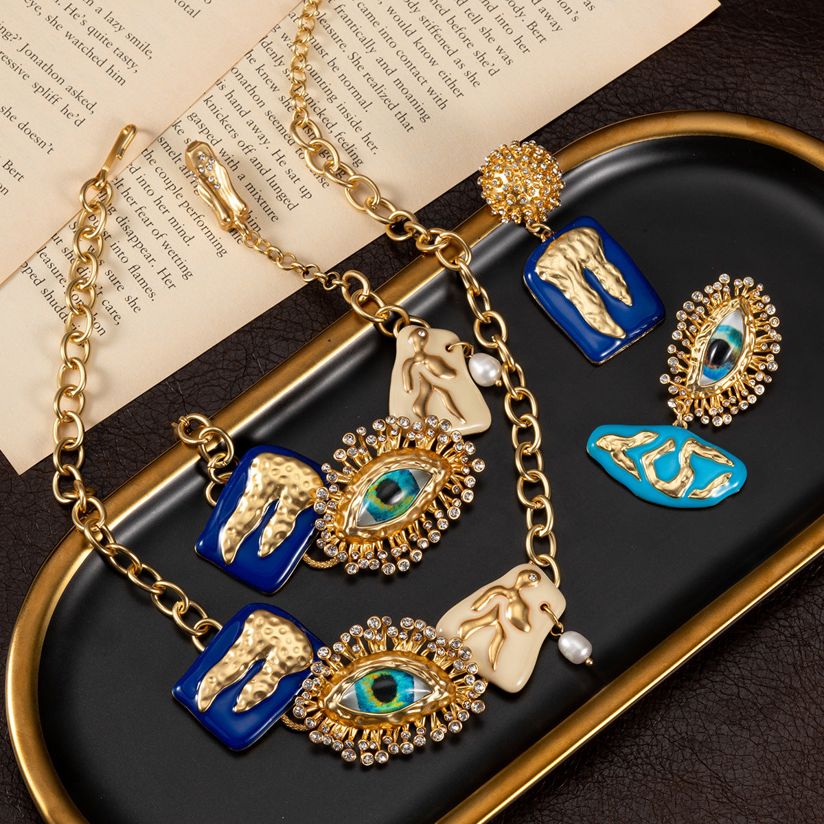 Glamorous Fashion Devil's Eye Retro Enamel Jewelry Set