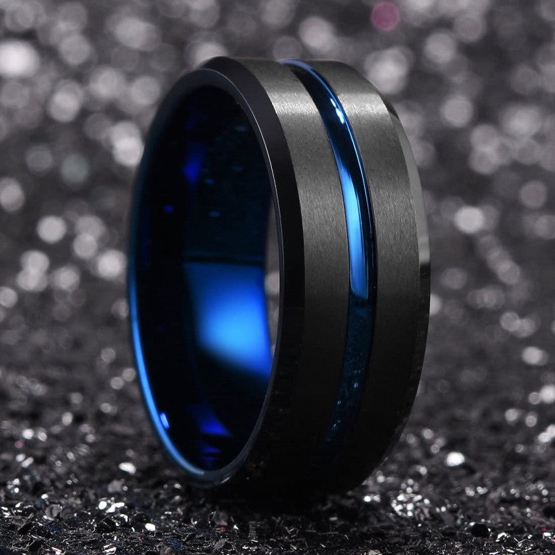 Sell Fashion Creative Inner Blue Black Surface Electroplated Ring