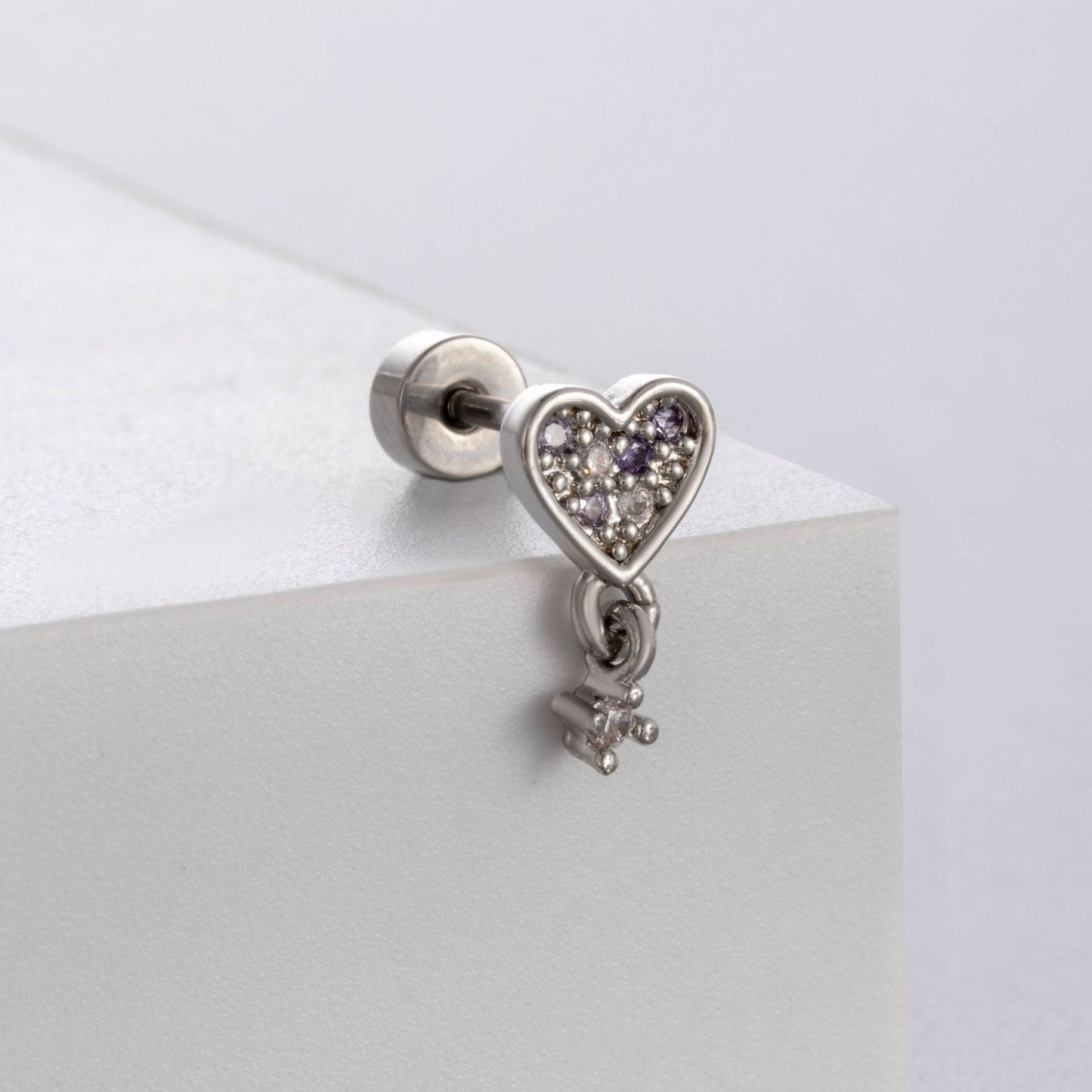 Henson Butterfly Ear Bone White Purple Zircon Swan Bow Love Stud Earrings