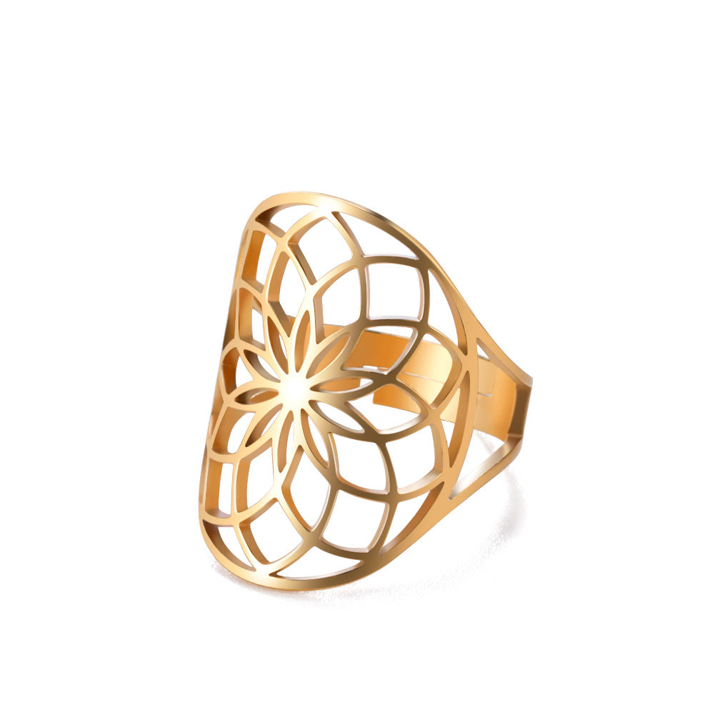 Women's Adjustable Stainless Steel Sacred Geometric For Charm Rings