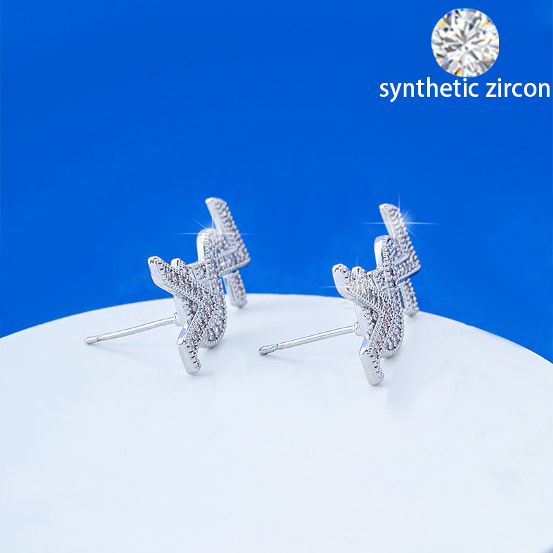 Women's Micro Inlaid Zircon Super Flash Alphabet Letter Fashionable Rings