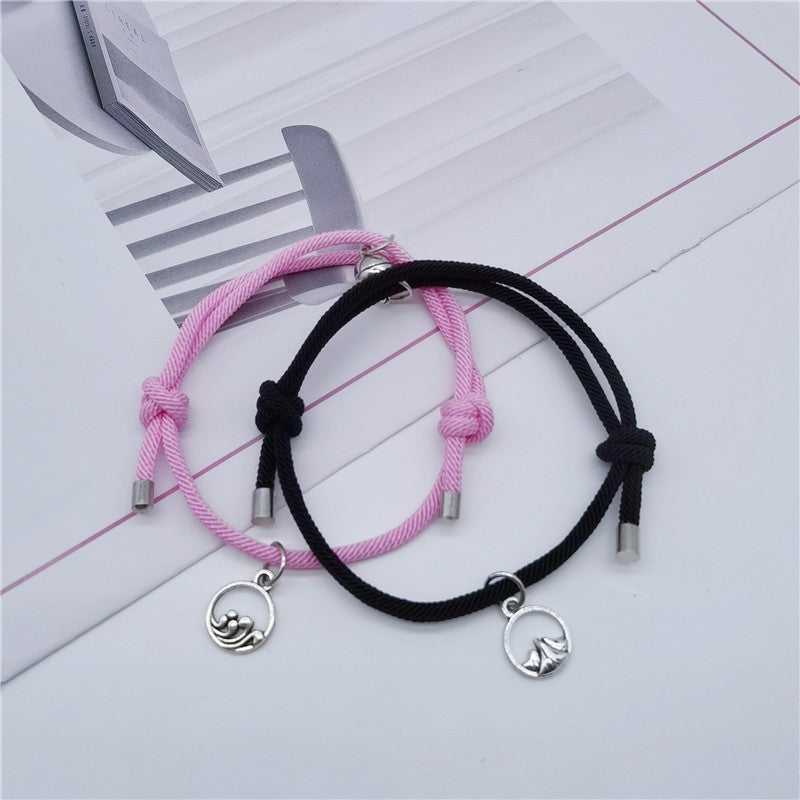 Women's & Men's Couple Magnet Attract True Pair And Woven Bracelets