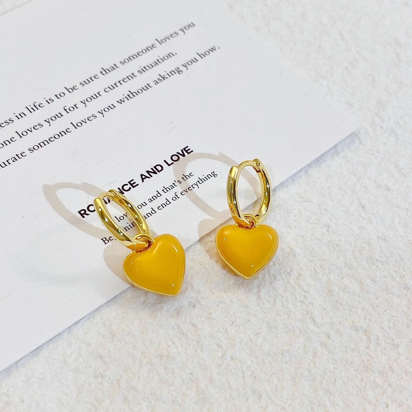 Plated Real Gold Ginger Flower Enamel Drip Glazed Female Sweet Earrings