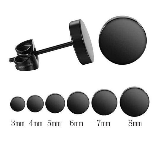 Men's Steel Titanium Round Cake Barbell Hip Stud Earrings