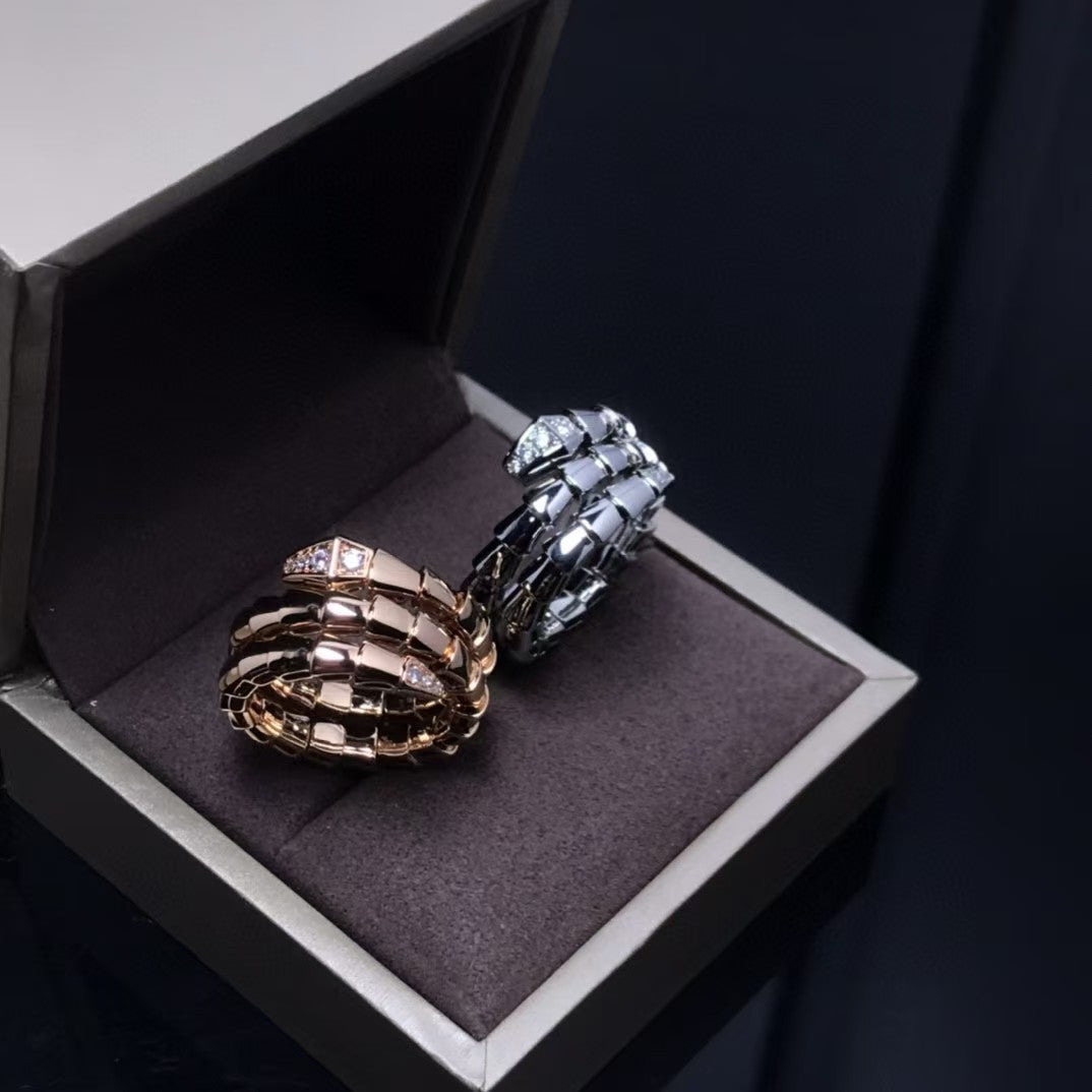 Women's & Men's High Version Spirit Snake Couple Thick Rose Plated Rings
