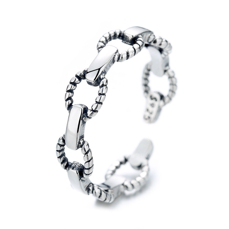 Korean Style Hemp Rope Chain Sterling Sier Rings